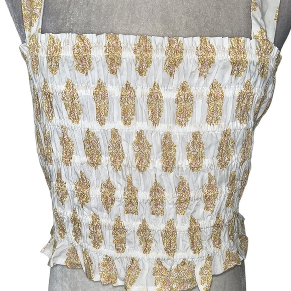 NWOT J. Crew White Smocked Crop Tank Tube Top in Gathered Floral Block Print - L - Picture 7 of 15